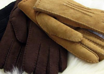 China Handsewn Warmest Sheepskin Gloves , Ladies Genuine sueded lambskin Shearling Gloves for sale