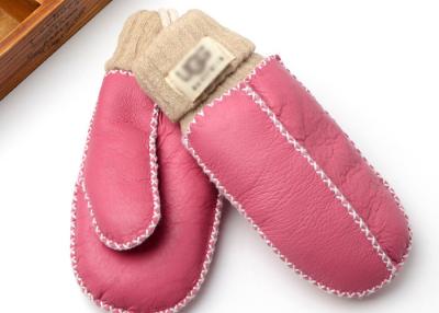 China Hand Washing Warmest Sheepskin Gloves / Crocheted Little Kids Fleece Mittens for sale