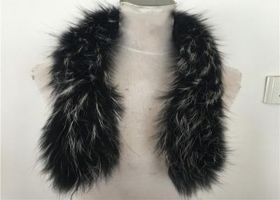 China Handmade Black Real Raccon Fur Scarf , 80cm Length Fur Neck Warmer for sale