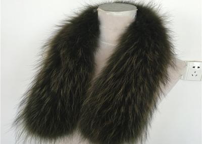 China Green Medium / Large 100% Gunine Raccoon Fur Collar For Coats for sale