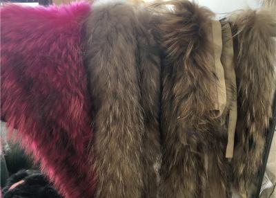 China Natural Color Top Luxurious Raccoon Fur Collar Scarf Trim For Garment for sale