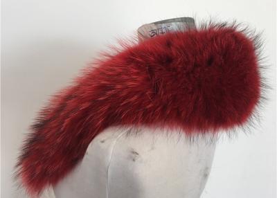China Red Color Real Raccoon Fur Hood Trim / Overcoat Fur Collar 70*22cm for sale