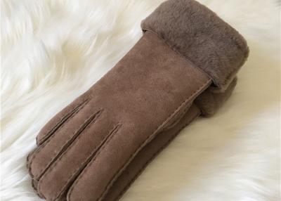 China ladies double face shearling Turn Cuff gloves hand sewn shearling suede gloves for sale
