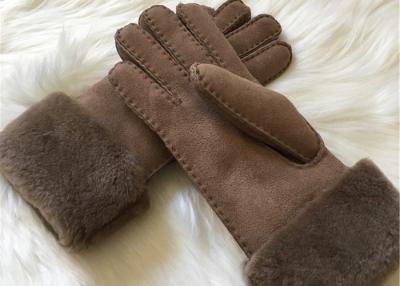 Chine Fourrure shearling bordée de visage de gants en cuir de suède de Bowie de double a rayé les gants en cuir à vendre