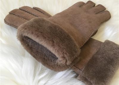 China Women's Double face Sheepskin Gloves Shearling Hand Gloves with Fur Cuff for sale