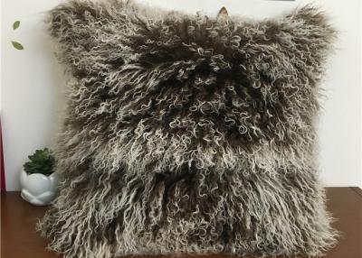 China Tibetan Lambswool Pillow Cover Natural Long Haired Mongolian Lamb Fur Pillow for sale
