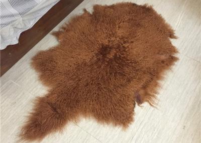 China Soft Curly Long Hair Large White Sheepskin Rug 100% Mongolian / Tibetan Lamb Fur for sale