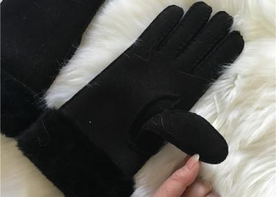 China Unisex Sheepskin Fur Cuff Winter Gloves Ladies lamb skin long stylish gloves for sale