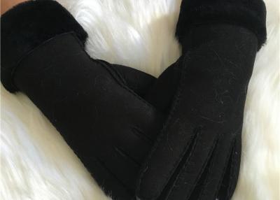 China Dé el guante de cuero real a zalea pura del shearling de los hombres de guantes alineados piel cosidos en venta