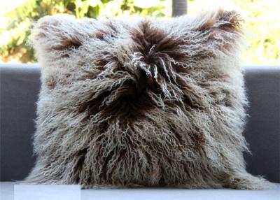 China Mongolian lambskin pillow Curly fur throw Long hair tibetan lamb fur cushion cover for sale