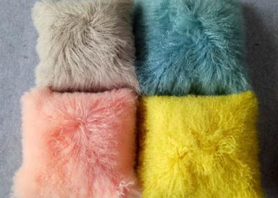 China Long hair curly mongolian sheep fur cushion Tibetan Lambswool fur Throw Pillow for sale