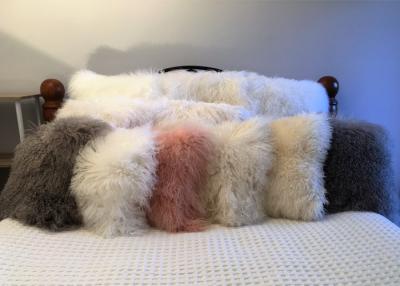 China Long Hair Sheepskin Real curly Sheep fur pillow Mongolian lambswool Cushion for sale