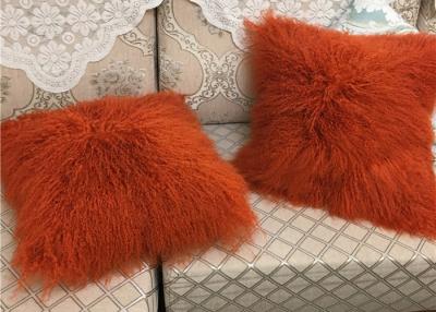 China Mongolian Sheepskin Wool Cushion Genuine Long Curly Fur Pillow sheepskin curly fur cushion for sale