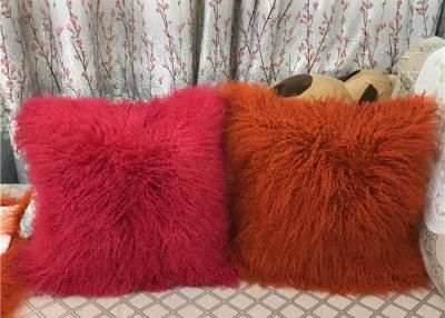 China Long Mongolian sheepskin Pillow Two Toned Tibetan lamb fur cushion pillow cover for sale