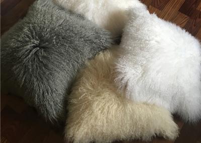 China Mongolian Fur Decorative Pillow Mongolian Lamb Fur Throw Pillow Pure Mongolian Throw Pillow for sale