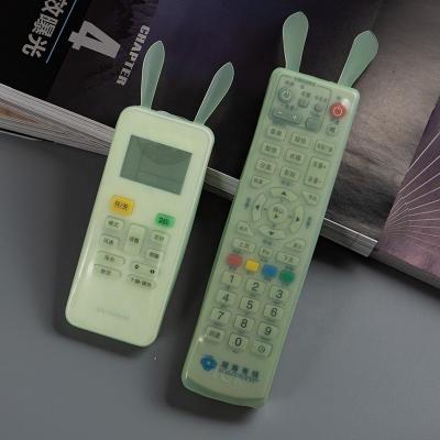 China Glow-In-The-Dark Green Rabbit Ear Silicone Protective Cover/Sleeve/Case For TV And Air Conditioner Remote Control for sale