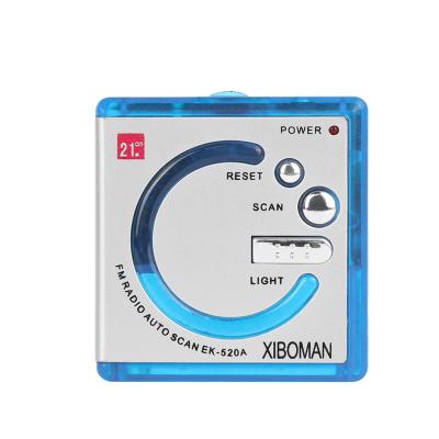 China OEM LOGO Portable square shape mini pocket fm radio with belt buckle for sale