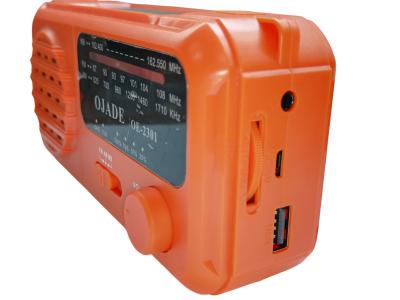 China ABS SOS Alarm Notfall Sonnenhanddreh-Radio 2000mah Batteriekapazität zu verkaufen