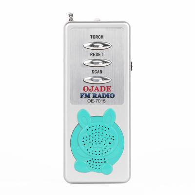 China Emergency Light Handheld FM Radio with belt buckle easy to carry pocket radio for sale