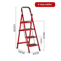 China Carbon Folding Step Ladder Red 4 Steps Aluminium Ladder for sale