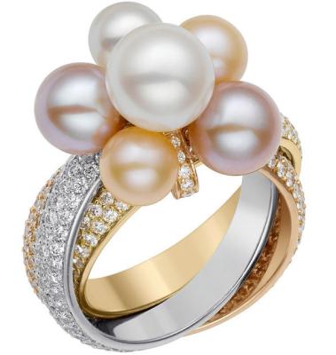 China Freshwater Pearl Rings Silver With Two-tone Plated , Fashion Rings For Women for sale