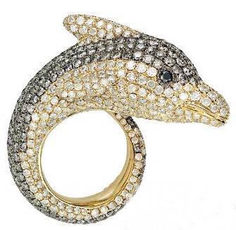China Interchangeable Nautical Mens Nautical Jewelry Micro Pave Dolphin Ring for sale
