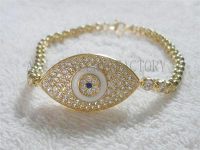 China Jewish Gold  Evil Eye Jewelry 7Inch White Enamel Tennis Evil Eye Bracelet for sale