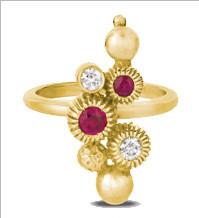 China Bubble Looked Fashion Jewelry Rings Lovely Womens Yellow Gold Ruby Crystal for sale