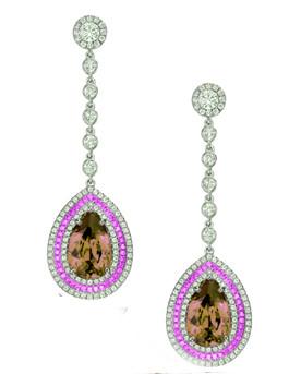 China Rhodium Plated String Dangling Stylish Earrings / Crystal Drop Earrings for sale