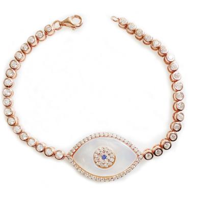 China Unique Evil Eye Jewellery 7 Inch Rose Gold Shell Pearl Single Eye Bracelet for sale
