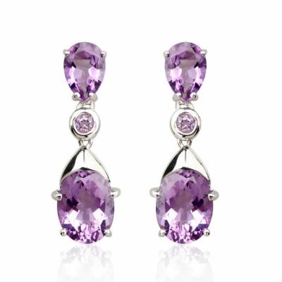China 35mm Drop Lady Stylish Earrings , Big Stone Glass Drop Earring for sale