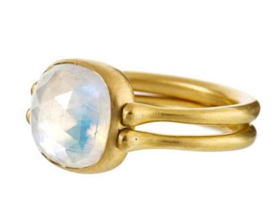 China Girl Reversible Fashion Jewelry Rings Matt Gold Moonstone Flipping for sale