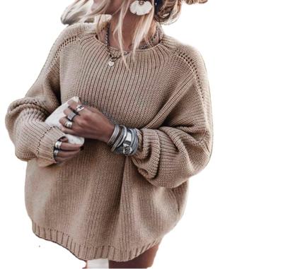 China Women's Oversized Sweaters Batwing Sleeve Mock Neck Jumper Tops Chunky Knit Pullover Sweater en venta