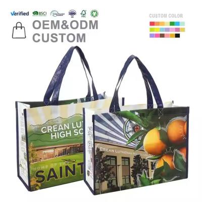 China Eco-Friendly Custom Logo Printed Reusable Grocery Shopping Tote PP Non-Woven Bag for sale
