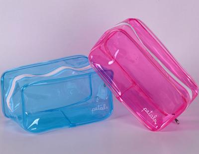 China bolso cosmético EN71 del maquillaje transparente de la cremallera de la bolsa plástica del PVC de 0.3m m SMETA en venta