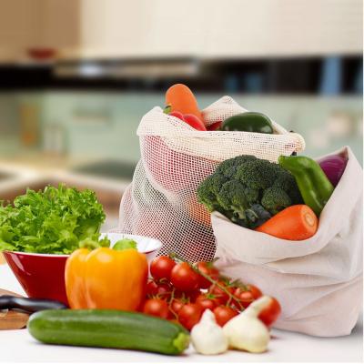 China ISO9006 Biodegradable Organic Cotton Drawstring Bags Reusable Mesh Produce Bags BRC for sale