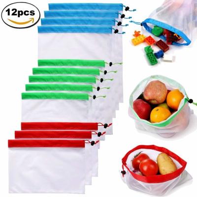 China BRC GOTS Drawstring Mesh Pouch , SEDEX 4P Mesh Grocery Produce Bags Washable for sale