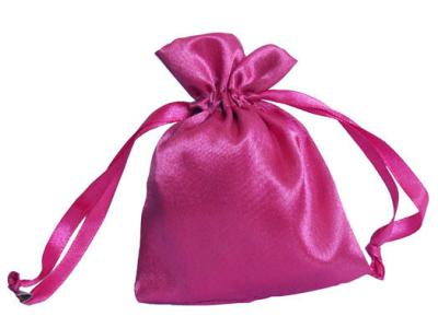 China Overlocked 5x7 Promotional Drawstring Bags Gift Silk Satin Pouch for sale