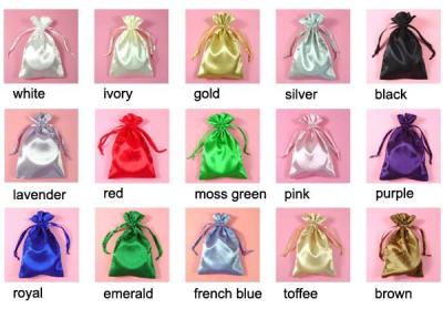 China BRC Packaging Drawstring Bags Satin Jewelry Pouch Faux Silk Overlocked for sale
