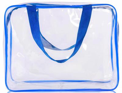 China EN71 ISO9001 Zippered Gift Bags Clear Plastic Cosmetic Travel Bag 0.3mm for sale