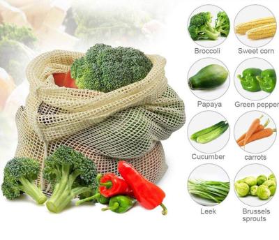 China ISO9005 Reusable Cotton Grocery Bags Mesh Produce Bags With OEM Logo for sale