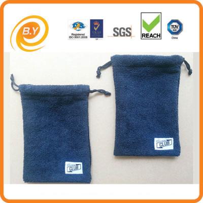 China 280gsm 12cm Drawstring Pouch Bags Microfiber For Mobile Phone Sunglasses TUV for sale