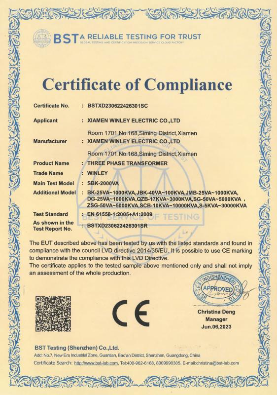 CE - Xiamen Winley Electric Co.,Ltd