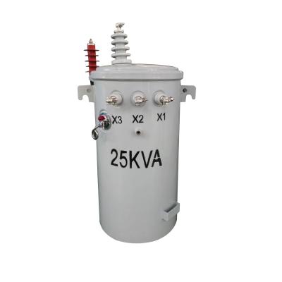China 25 Kva Single Phase Pole Mount Transformer Oil Immerse Hv Power for sale