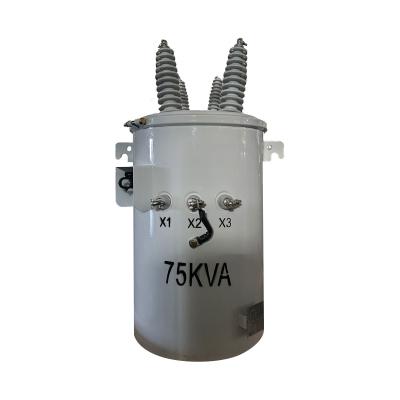 China 75kva Single Phase Electrical Pole Mounted Type Distribution Transformer 34500V To 240V for sale