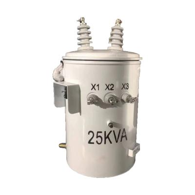 China 25kva Single Phase Oil Filled Pole Mounted Distribution Transformers 13.8KV To 240V for sale