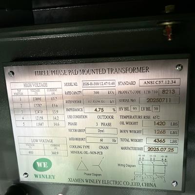 China UL listed 300Kva 3 Phase Pad Mounted Transformer  12.47KV To 480V Radial Feed ASNI/IEEE Standards for sale