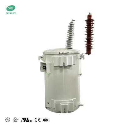Китай 100 КВА Полюс установленный воздушный распределительный трансформатор однофазный масло погруженное 13800V до 120V продается