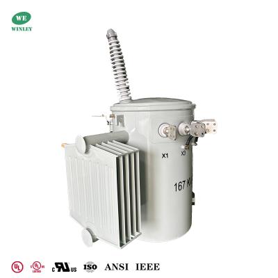 Κίνα 167Kva Μονοφασικό στύλο τοποθετημένος μετασχηματιστής διανομής πετρελαίου βυθισμένα διπλή περιέλιξη 34.5KV έως 120V BIL 200KV συμβατικός τύπος προς πώληση