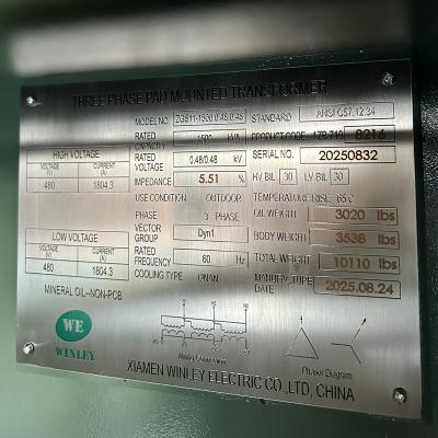 China 1500Kva Three Phase Pad Mounted Transformer Oil-Immersed  480V Isolation Transformer for sale